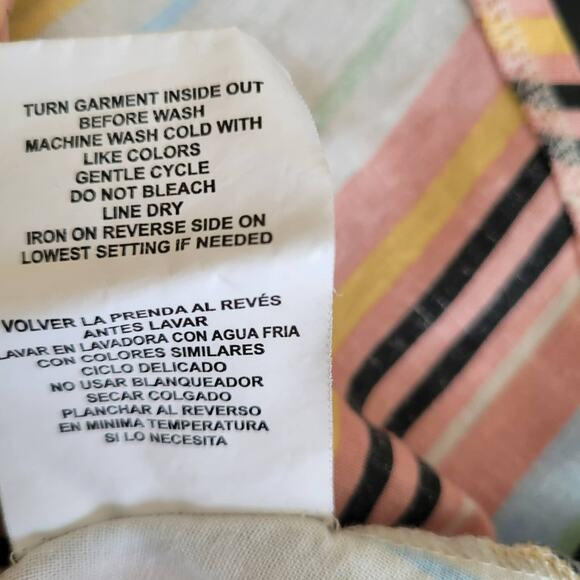 Taylor & Sage Linen Tank Striped Battenberg Lace High Neck Women Small - Picture 11 of 12